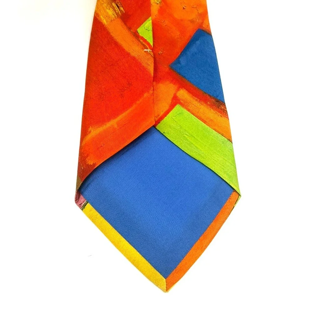 Art Institute of Chicago Abstract Silk Tie Made in Italy Vibrant Multi-Color - Picture 3 of 7